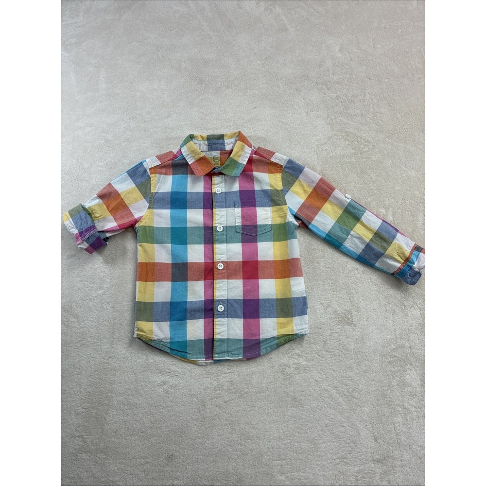 Wonder Nation Multi Colored Check 3T Button Up Long Sleeve Shirt
